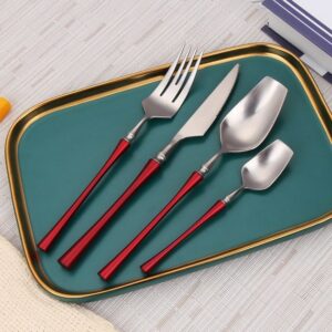 Red and Silver Dining Silverware